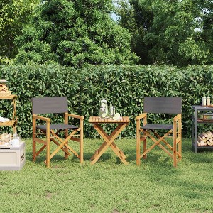 Director's Chair Set of 2,Teak wood, Polyester vidaXL - 1 of 4
