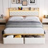 Whizmax King/Queen/Full Size Led Bed Frame with Headboard and 2 Storage Drawers, Upholstered Platform Bed with Charging Station, No Box Spring Needed - 3 of 4