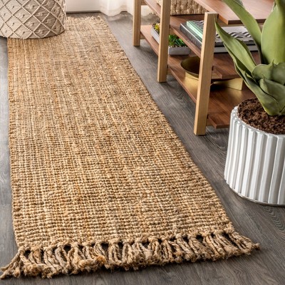 2'x8' Espina Hand Woven Herringbone Chunky Jute Runner Rug, Yellow -  JONATHAN Y