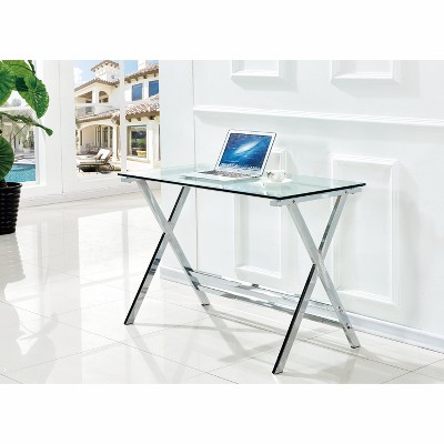 Vynxaria Series 30 in. Clear Rectangular Tempered Glass End Table with Rounded Edges