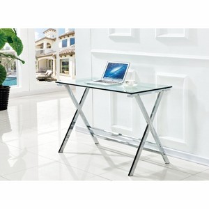 Vynxaria Series 30 in. Clear Rectangular Tempered Glass End Table with Rounded Edges - 1 of 4