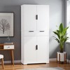 Mshliw 72" Fluted Kitchen Pantry Cabinet with 3 Keyboard Drawers & Adjustable Door Shelves, Tall Freestanding Storage for Kitchen, Bathroom, Office - 2 of 4