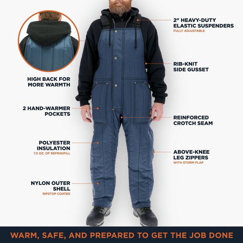RefrigiWear Men's Cooler Wear Fiberfill Insulated Bib Overalls, 4 of 8