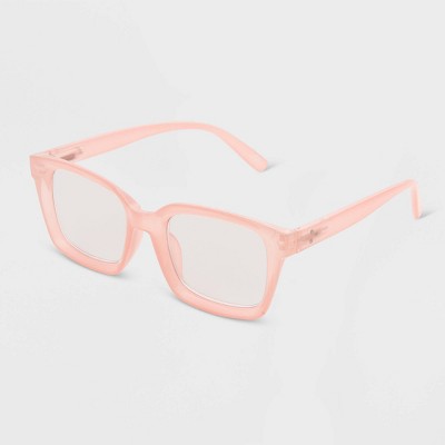 Women&#39;s Shiny Plastic Rectangle Blue Light Filtering Glasses - Universal Thread&#8482; Rose Pink