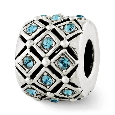 Black Bow Jewelry Sterling Silver with Pale Blue Crystals December Lattice Bead Charm