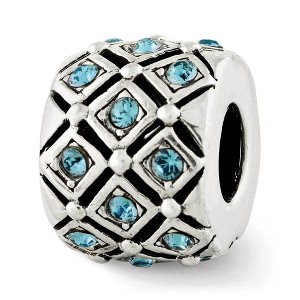 Black Bow Jewelry Sterling Silver with Pale Blue Crystals December Lattice Bead Charm - 1 of 3