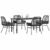 vidaXL Patio Dining Set with Cushions Garden Table and Chairs Poly Rattan Glass - 63" x 31.5" x 29.1" Black 4 Piece - 2 of 4