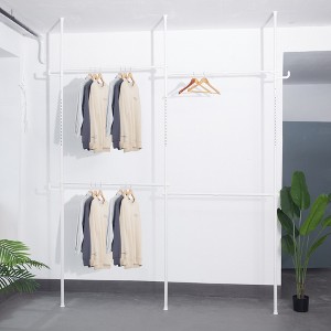 Double Clothing Rack, Adjustable Racks for Hanging Clothes, 2 Tier Clothes Heavy Duty Garment White Closet Freestanding System-White - 1 of 4