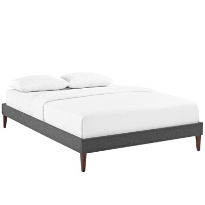 Modway Tessie Queen Fabric Bed Frame with Squared Tapered Legs - Gray