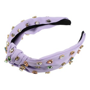 Unique Bargains Women's Full of Diamonds Knotted Headband Purple 1 Pc - 1 of 4