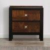Royal Hampton 28 Inch Handcrafted Bedside Nightstand, 2 Drawers, Sleek Wood Pattern, Square Knobs, Walnut Brown - 3 of 4