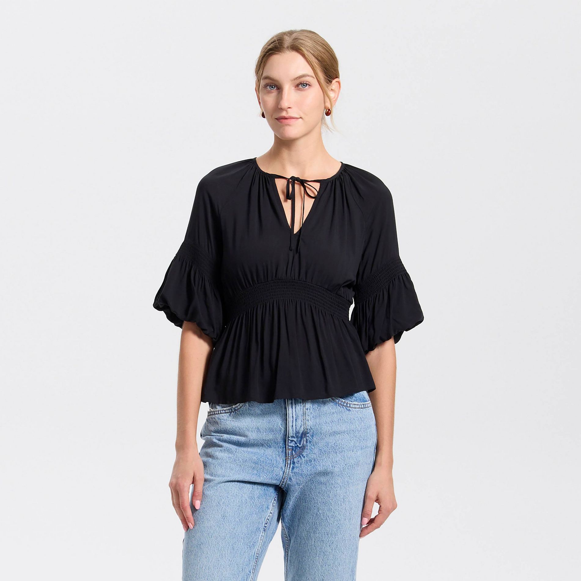 Women's Short Sleeve Smocked Blouse - Universal Thread™