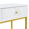 GlasFlength Console Tables Modern Narrow Entryway Table with Two Drawers and Metal Base Elegant for Living Room Hallway, White, 38"*14"*24.4" - 4 of 4