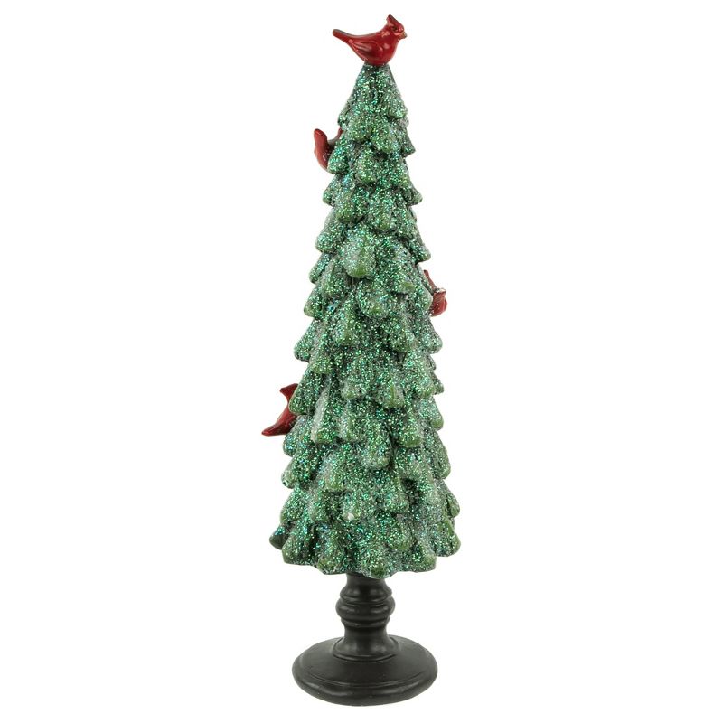 Northlight 11" Green Glittered Tree With Red Cardinals Christmas Decoration, 5 of 7