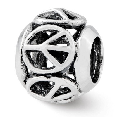 Black Bow Jewelry Antiqued Sterling Silver Peace Sign Bead Charm