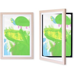 Dynamic Frames Art Display (2pk), Stores 50 Pcs of 12" x 18" Kids Artwork - Wooden 20.75" x 14.75" Frame - Front Opening, Hangs Vertical or Horizontal - 1 of 4