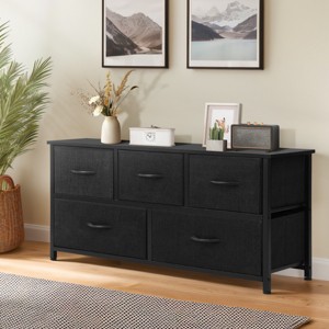 FONTOI Storage Cabinet, Sideboard Buffet with 5 Drawers for Modern Spaces, Space-Saving Storage Solution for Modern Interiors, Black, 39.37"*11.8"*22" - 1 of 4