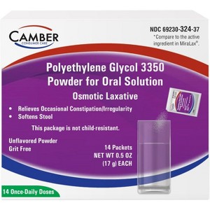 Camber Polyethylene Glycol 3350 Powder Packet 0.5 Oz, 14 Ct - 1 of 4