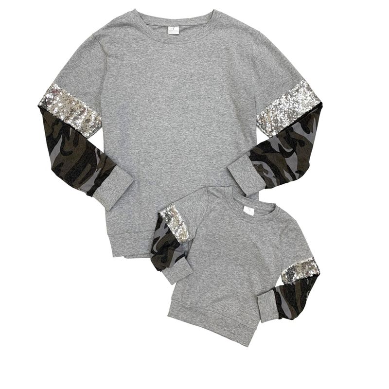 Girls Mommy & Me Sparkle Camo Sleeved Sequin Top - Mia Belle Girls, 3 of 7