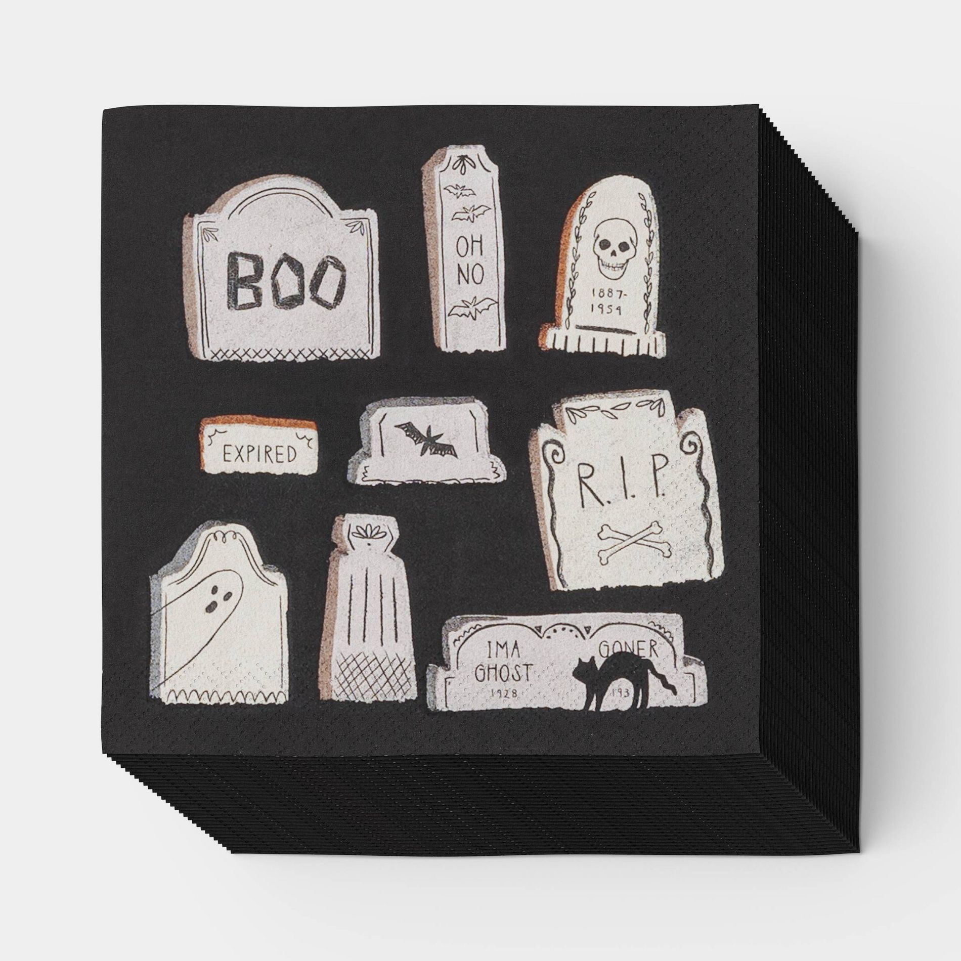 30ct Tombstones Disposable Lunch Napkins Black - Hyde and EEK! Boutique™: Halloween