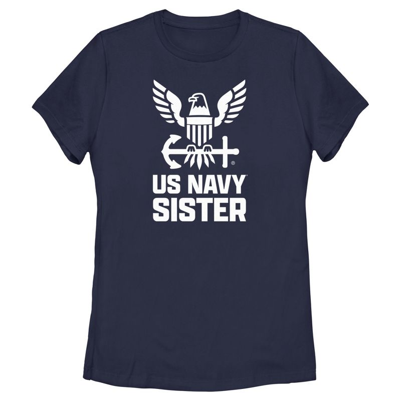 Women's United States Navy Official Eagle Logo Sister T-Shirt, 1 of 5