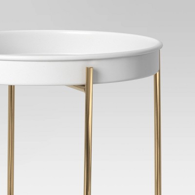 White and Brass Iron Indoor Outdoor Planter Stand