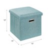 VECELO Folding Storage Ottoman Bench, End of Bed Linen Fabric Foot Rest Stool with Padded Seat, Large Footstool for Bedroom or Living Room - 3 of 4