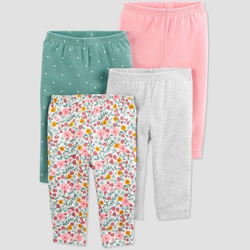 Bright Pink/Gray/Light Pink/Mint Simple Joys by Carters pantalón para niñas pequeñas paquete de 4 12 Meses