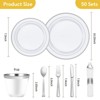 Itopfox 350 Piece Silver Plastic Dinnerware Set for 50 Guests, Fancy Disposable Plates for Party, Includes Dinner Plates, Dessert Plates, Napkins - 4 of 4