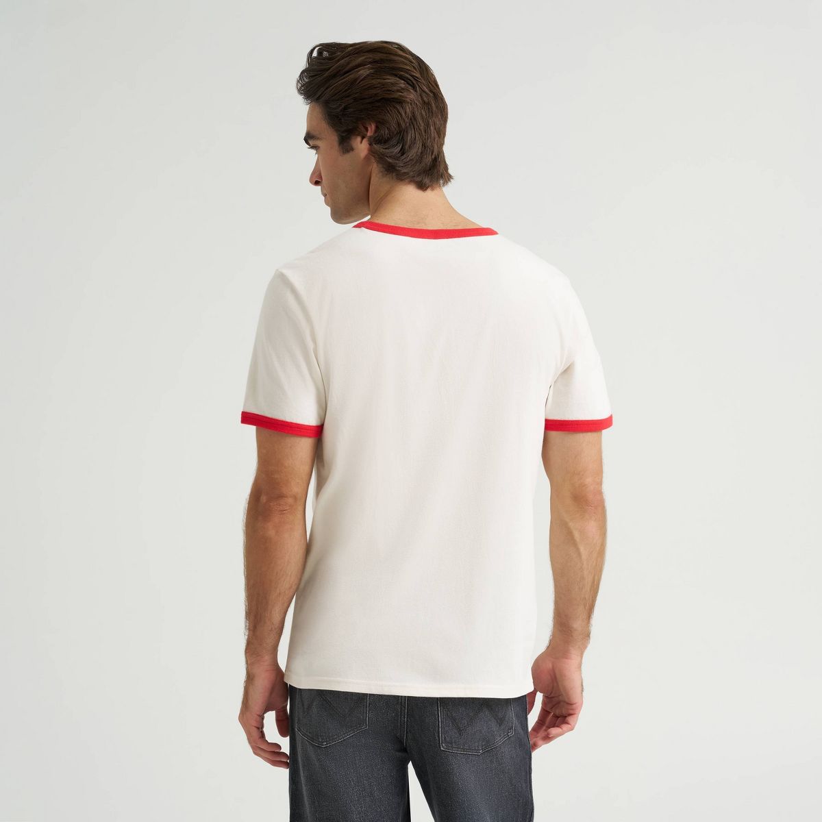 Wrangler Men's In Jeans We Trust Ringer T-Shirt - White/Red - thumbnail 2