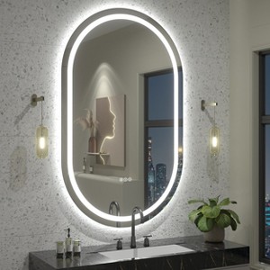 pmir Super Bright 192 LEDs/m LED Lighted Anti-Fog Tempered Glass Irregular Bathroom/Vanity Mirror with ETL & 3-Year Warranty - 1 of 4