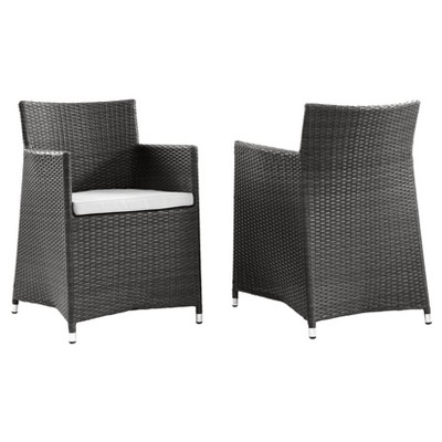 Junction Armchair Outdoor Patio Wicker Set of 2 in Brown White - Modway