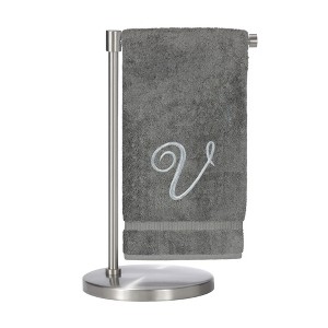 BC BARE COTTON Monogrammed Bath Towel, Personalized Gift, 27 x 54 inches - Set of 2 - Gray - Silver Script - 1 of 1