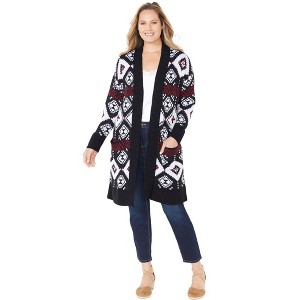 Catherines Women's Plus Size Classic Fair Isle Coatigan - 1 of 4