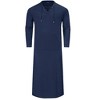 Clearlove Men's Long Sleeve Kaftan Thobe Robe Linen Cotton Blend Side Slit Lounge Shirt with Pockets Relaxation Wear - 2 of 4