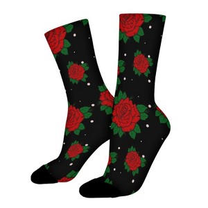 Roses Women Printed Crew Socks Funny Funky Socks Soft Polyester Novelty Gifts for Artists Men - 1 of 1