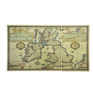 Fisfet S/3 41.3x1x23.6" Rectangular Canvas Map Wall Art, Multicolored - 1 of 4