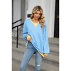 Women's Cross-Front Casual Sweatshirt Round Neck Long Sleeve Pullover, Relaxed Fit Cropped Hoodie - 2 of 2