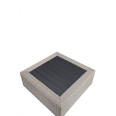 Salena Beige Fabric and Gray Wicker Patio Sectional with Cocktail Table