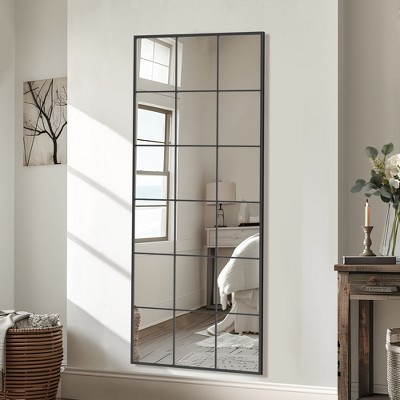 Dovelina Rectangle Metal Framed With Window Pane Decorative Wall Mirror ...