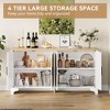 62 Inch Rattan Sideboard Buffet Cabinet, 4-Door Kitchen Storage Cabinet with Shelves - 4 of 4