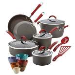Rachael Ray Cucina Hard Anodized 18pc Nonstick Cookware and Measuring Cup Set Red/Gray