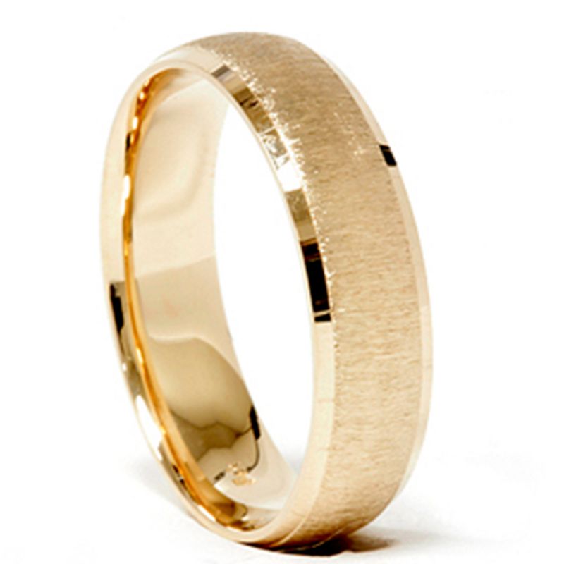 Pompeii3 Mens 14k Yellow Gold Wedding Ring Brushed Band New, 1 of 3