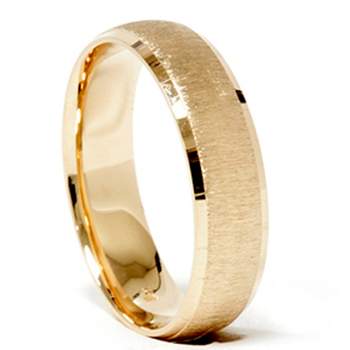 Pompeii3 Mens 14k Yellow Gold Wedding Ring Brushed Band New
