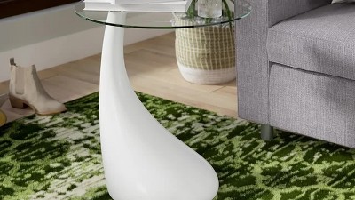 Tiny Purple Glass Top Round Accent Table