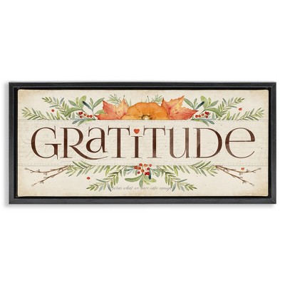 Stupell Industries Seasonal Gratitude Floral Leaves, 25" x 11"
