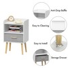 SeaCamel 2-Tier Nightstand with Collapsible Fabric Drawer - White Wood Side Table Storage Cabinet - 4 of 4