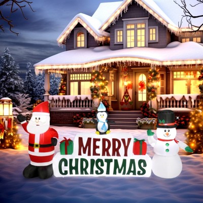 Syemin Inflatable Holiday Decorations 9.8 FT Christmas Inflatable Decoration Inflatable Santa Claus Funny Blow Up Yard Decor, White, 98.4"*16.4"*50"