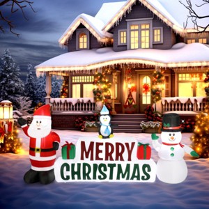 Syemin Inflatable Holiday Decorations 9.8 FT Christmas Inflatable Decoration Inflatable Santa Claus Funny Blow Up Yard Decor, White, 98.4"*16.4"*50" - 1 of 4