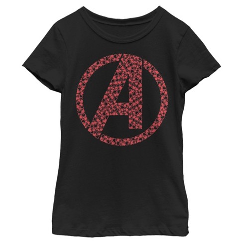 Girl's Marvel Avengers Valentine's Small Hearts Logo T-Shirt - image 1 of 4